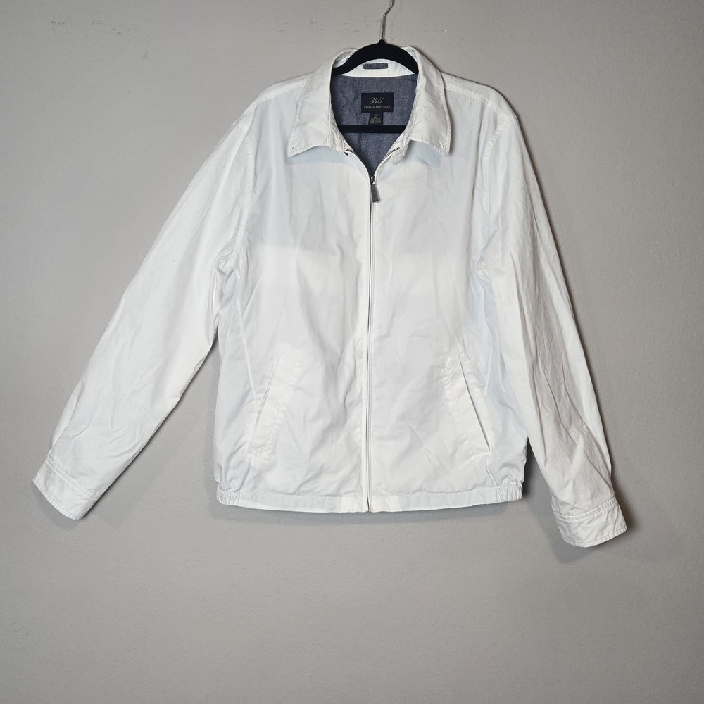 Brooks Brothers 346 Harrington Jacket Mens XL Bomber Chin Strap Full Zip White